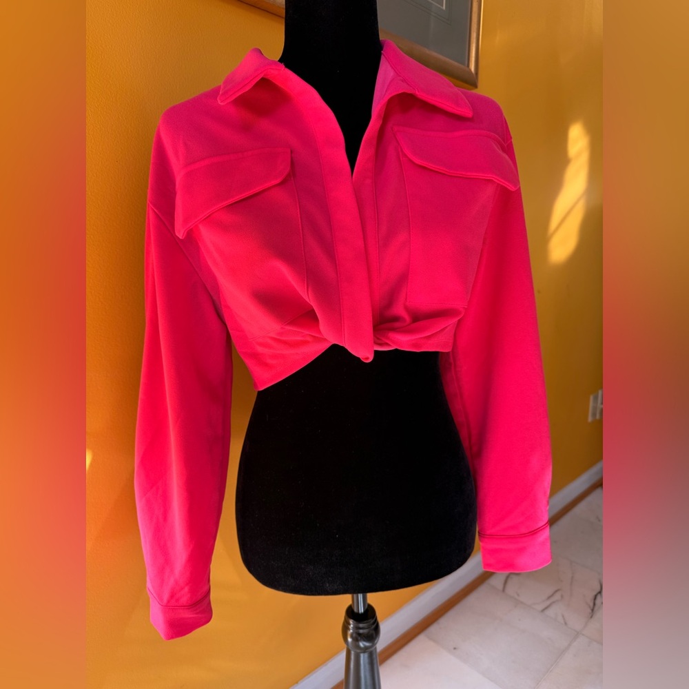 Vibrant Pink Women's Crop Top/Jacket